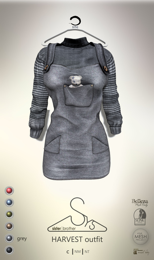 Second Life Marketplace - [sYs] HARVEST outfit (fitted & body mesh) - grey