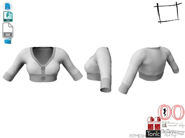 Dae Obj FBX For Cropped Cardigan Slink, Maitreya, Ocacin Voluptuous, Belleza