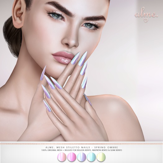 alme. Mesh Stiletto Nails - Spring Ombre (boxed)