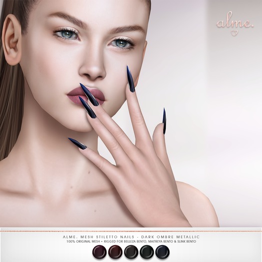 alme. Mesh Stiletto Nails - Dark Ombre Metallic (boxed)