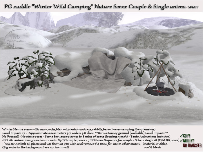 Wild Camping with Snow 264 PG anims. Seasonal Scene wa11