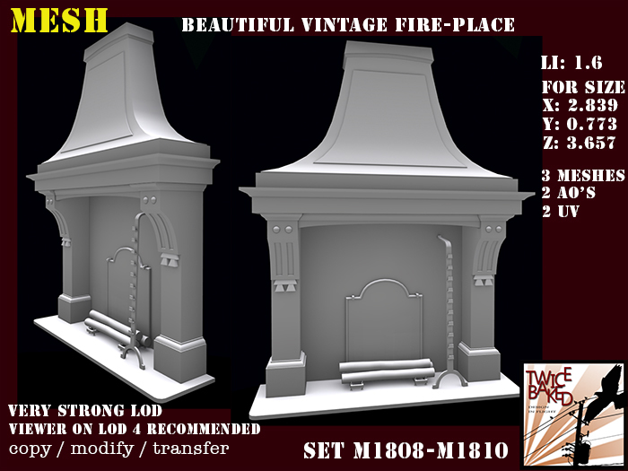 "TB" BV Beautiful vintage fireplace M1808 M1810
