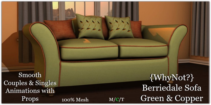 {WhyNot?} Berriedale Sofa-Green & Copper-Boxed