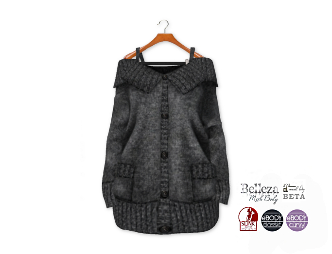 {amiable}Mesh Off Shoulder Long Cardigan Knit01