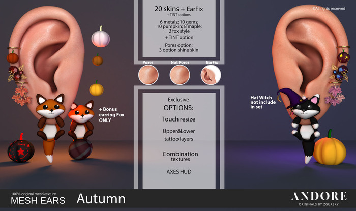:ANDORE: - :Mesh Ears: - Autumn