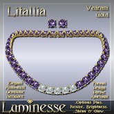 LITALLIA "My Dew" Vedrani Necklace & Earrings Set OP - Purple Amethyst White Diamond Gold