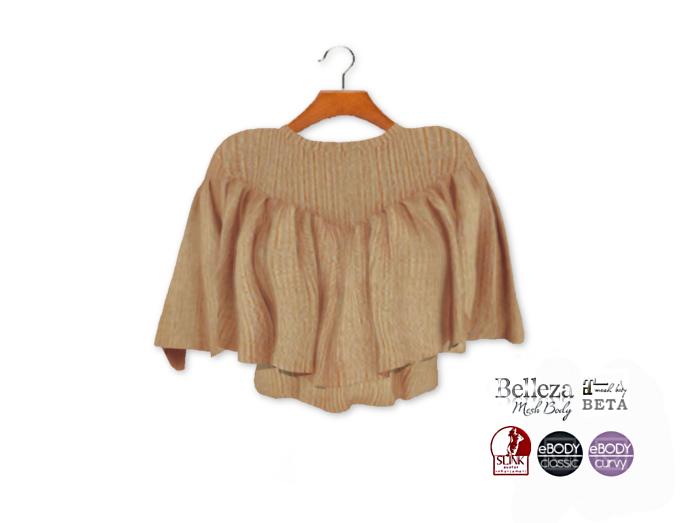 {amiable}Mesh Over Rullfed Knit Half Sleeve Top01