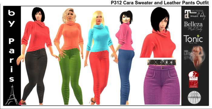 Cara Sweater and Leather Pants Set - Maitreya, Tonic, Slink, Belleza, Legacy DEMO