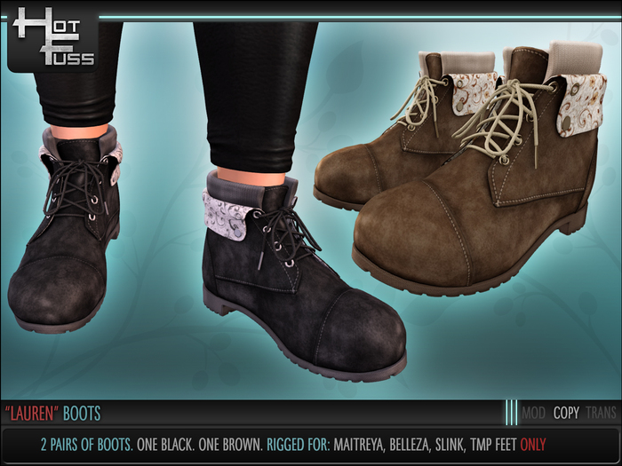Hot Fuss "Lauren" Boots- BLACK & BROWN - DEMO