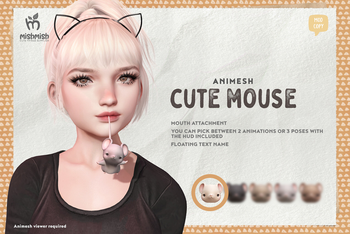 MishMish - Cute Mouse Attachment / Cream [Boxed]