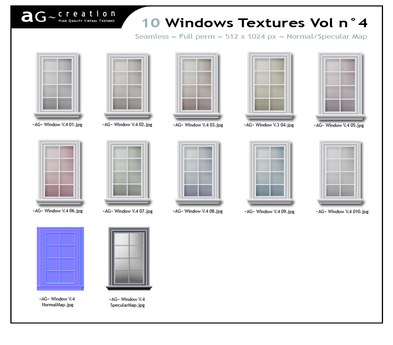 Second Life Marketplace - ~AG~ Creation 10 Windows Textures Vol n4 Full ...