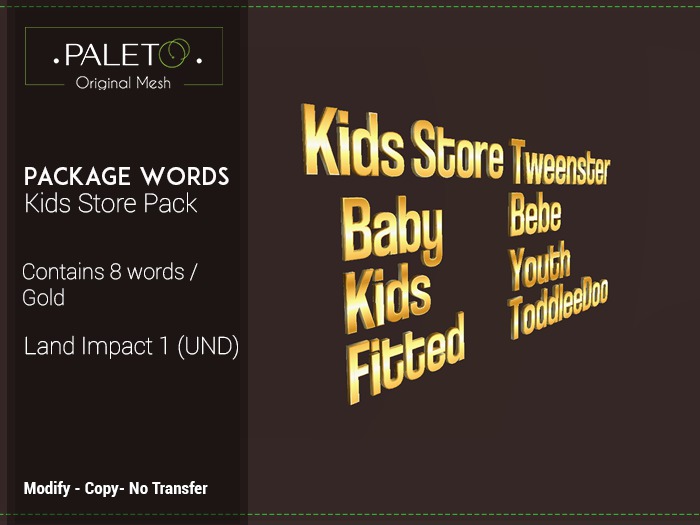 Package Words - kids Store Pack - Gold