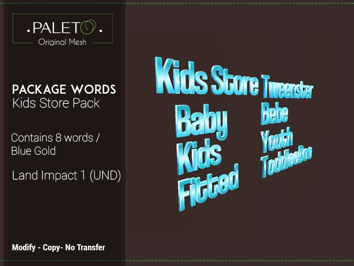 Package Words - Kids Store Pack - Blue Gold