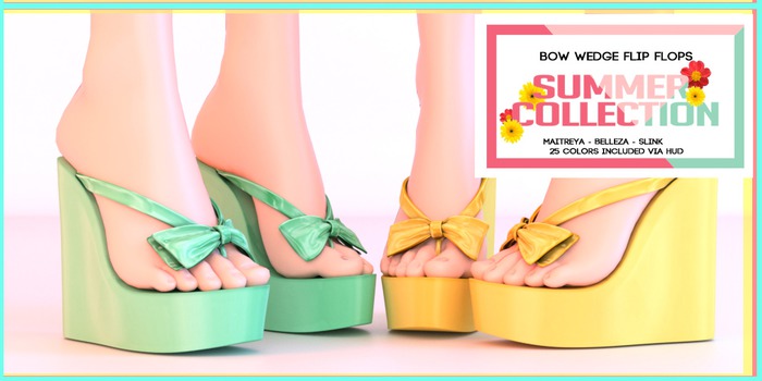 REIGN.- BOW WEDGE FLIP FLOPS- FATPACK