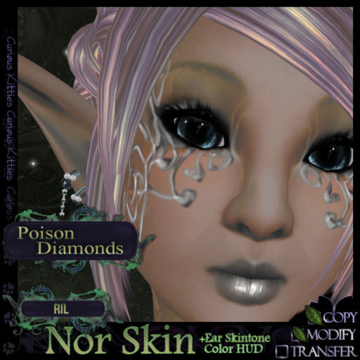 =^.^= Curious Kitties Fantasy Fuzz - Nor Ril Skin - Poison Diamonds