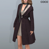 *COCO*_WoolCoat+V-NeckDress(withSkinnyScarf)_Plum