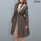 *COCO*_WoolCoat+V-NeckDress(withSkinnyScarf)_GreyBrown