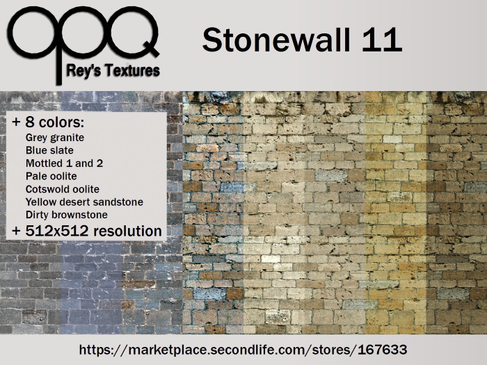 Stone Rey Second Life Marketplace - Aged dressed stone wall - Rey's Stonewall 11