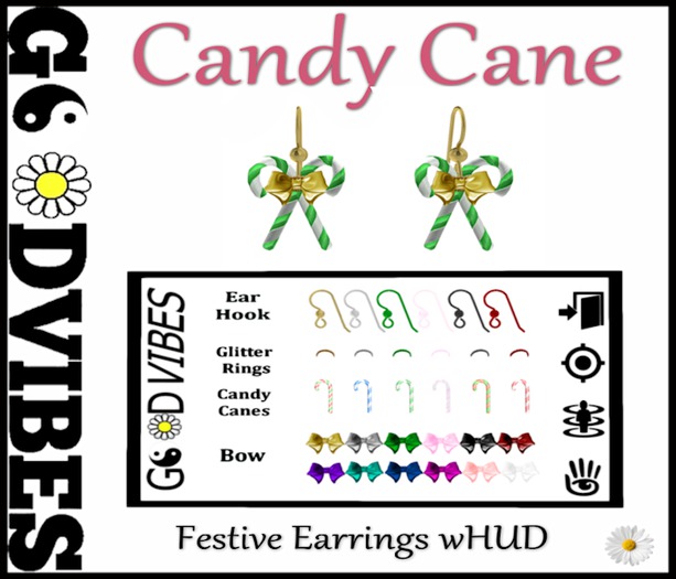 Candy Cane Earrings wHud