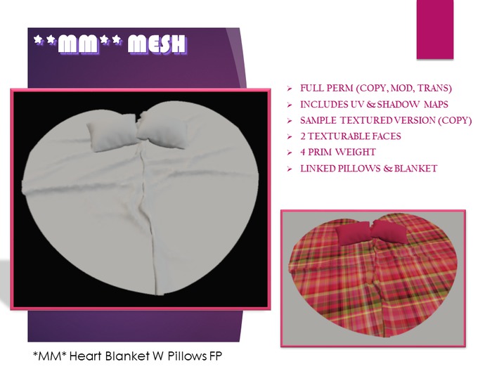 *MM* Heart Blanket W Pillows FP-Boxed