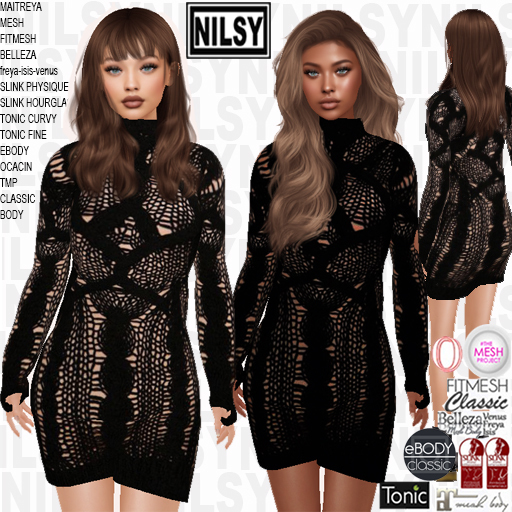 LOOSE KNIT DRESS,2 SKINS,ALL BODIES
