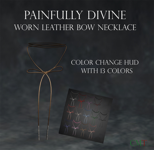 Painfully Divine Worn Leather Bow Necklace