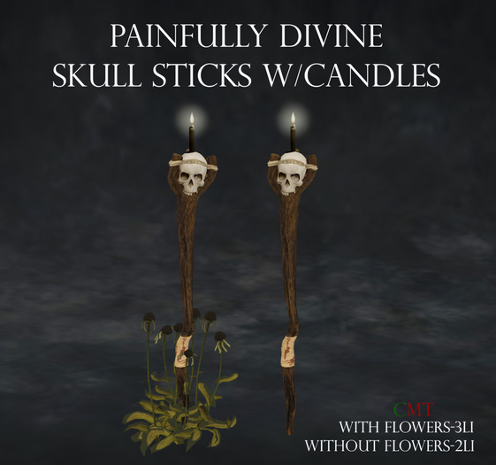 Painfully Divine Skull Stick w/Candle Set