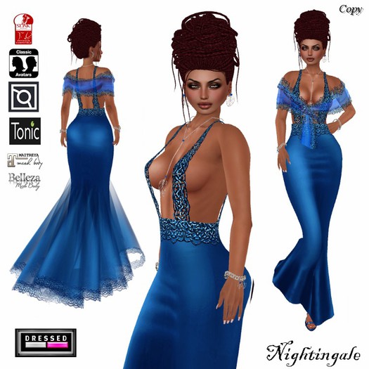 ::DBL:: NIghtingale Gown (Mesh/Classic Fits) ~ Bulb Blue