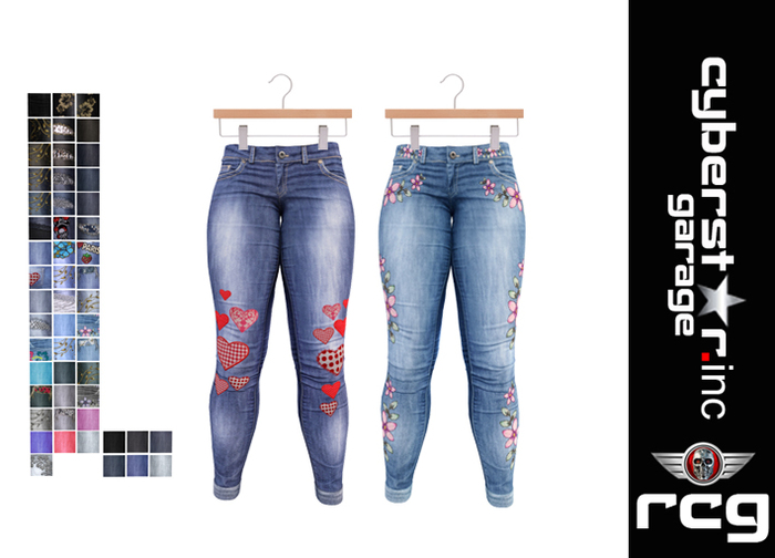 GLORIA_Low Rise  Embroidered Skinny Jeans