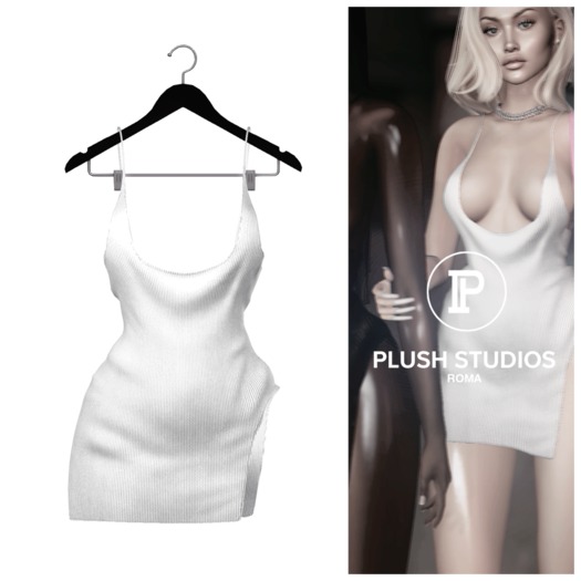 PlushStudios. Alaia Ribbed Dress - White