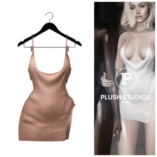 PlushStudios. Alaia Ribbed Dress - Nude