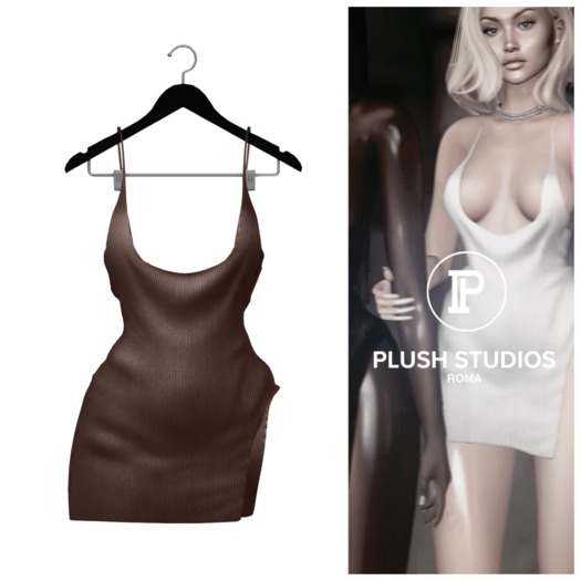 PlushStudios. Alaia Ribbed Dress - Brown
