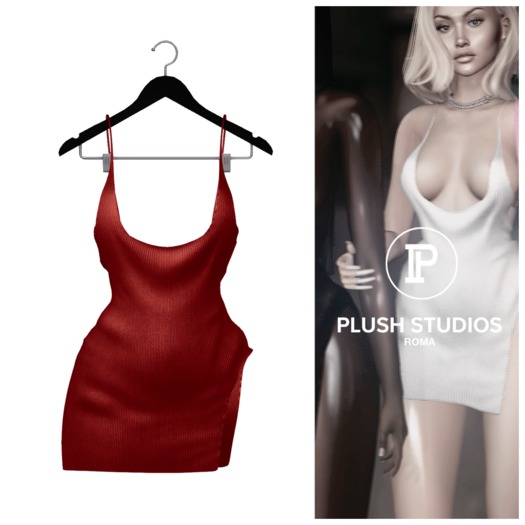 PlushStudios. Alaia Ribbed Dress - Red