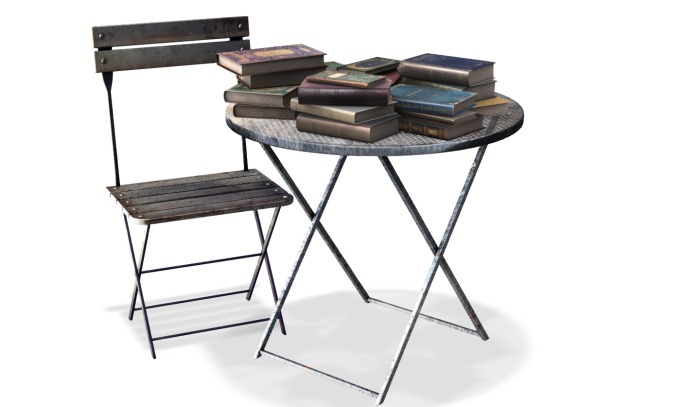 ionic : Antique books & iron table