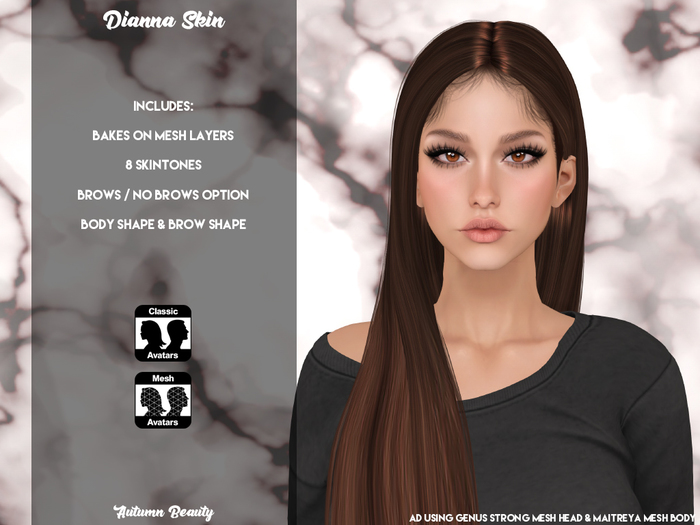 Autumn Beauty / Dianna Skin (Bakes On Mesh)
