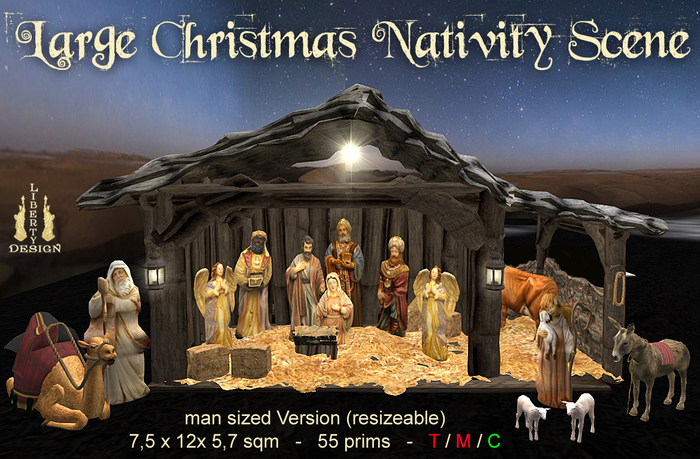 Large Christmas Nativity Scene (with figures) V3 (boxed)
