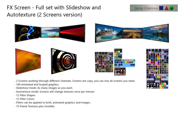 FX Screen - Full set with Slideshow and Autotexture (2 Screens version)