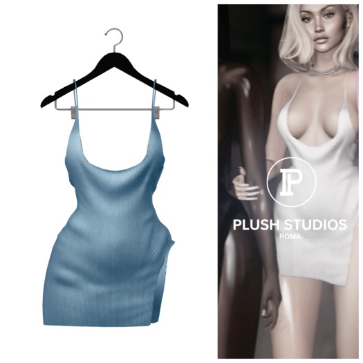 PlushStudios. Alaia Ribbed Dress - Denim