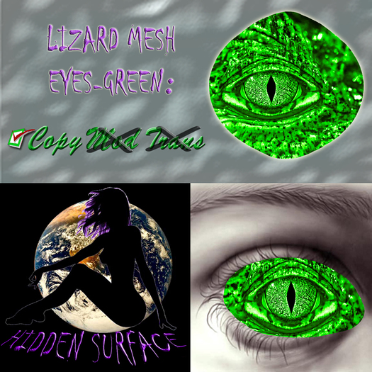 Lizard MESH Eyes-Green HD *Hidden~Surface*