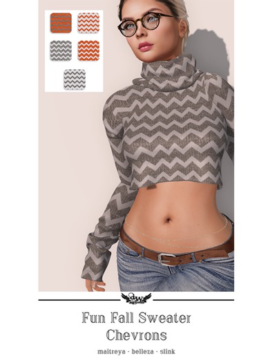 ~*AW*~ Ladies Fun Fall Sweater - Chevrons