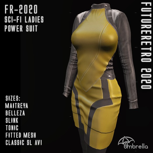GOLD FUTURETRO 2020 SciFi Star Fleet Stylized Power Suit - Trek Cosplay Space Crew Dress Jacket Skirt