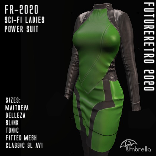 GREEN FUTURETRO 2020 SciFi Star Fleet Stylized Power Suit - Trek Cosplay Space Crew Dress Jacket Skirt