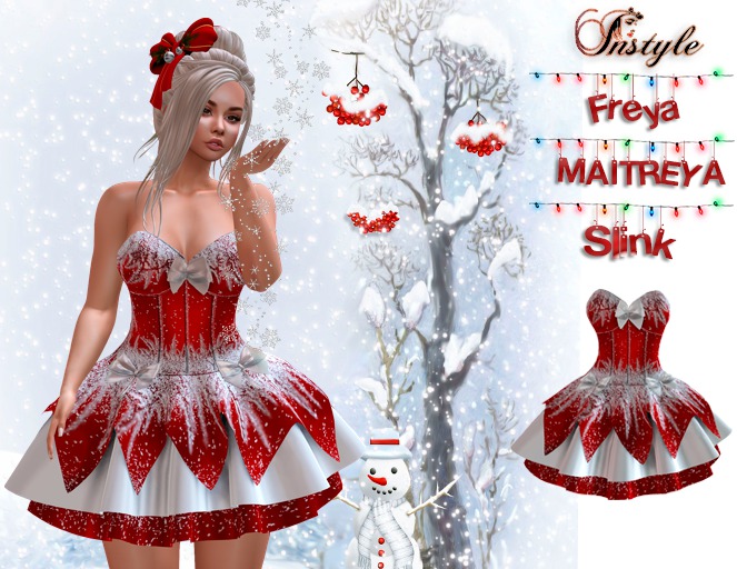 InStyle -Christmas Dress v1(Maitreya ,Slink ,Belleza.)- Sale up to 26.11