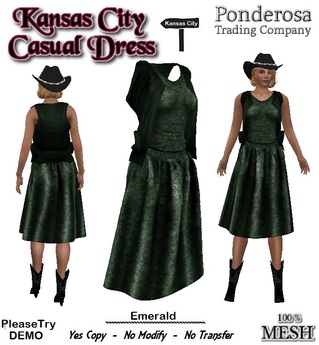 Second Life Marketplace - Kansas City Casual Dress - Emerald