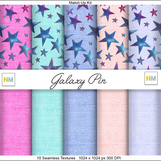 Galaxy Pin Denim Matchup Kit 10 Seamless Textures NM