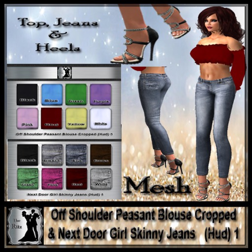 ! Off Shoulder Peasant Blouse & Jeans (Hud) 1