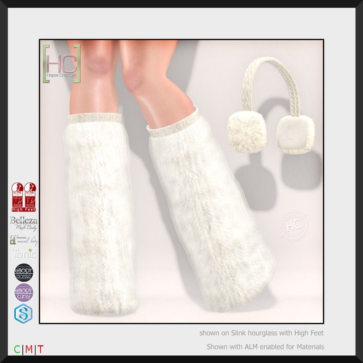 [HC] Ettie Cream Yeti Boots & Earmuffs for Slink, Belleza, Maitreya, eBody, Signature & Tonic