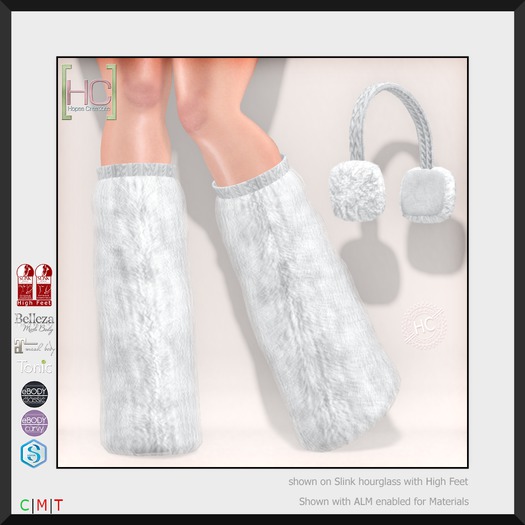 [HC] Ettie Silver Yeti Boots & Earmuffs for Slink, Belleza, Maitreya, eBody, Signature & Tonic