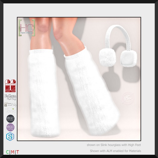 [HC] Ettie White Yeti Boots & Earmuffs for Slink, Belleza, Maitreya, eBody, Signature & Tonic