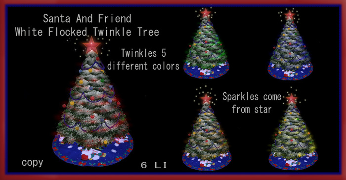 Santa And Friend Flocked white twinkle tree